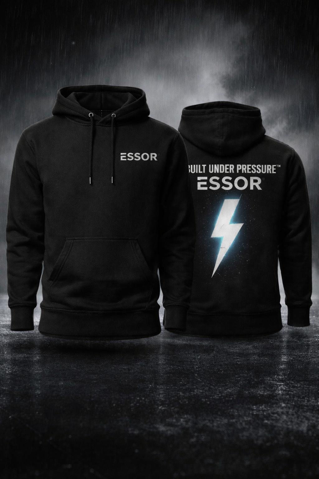 ESSOR Dual Logo Hoodie – Black (Limited Edition)